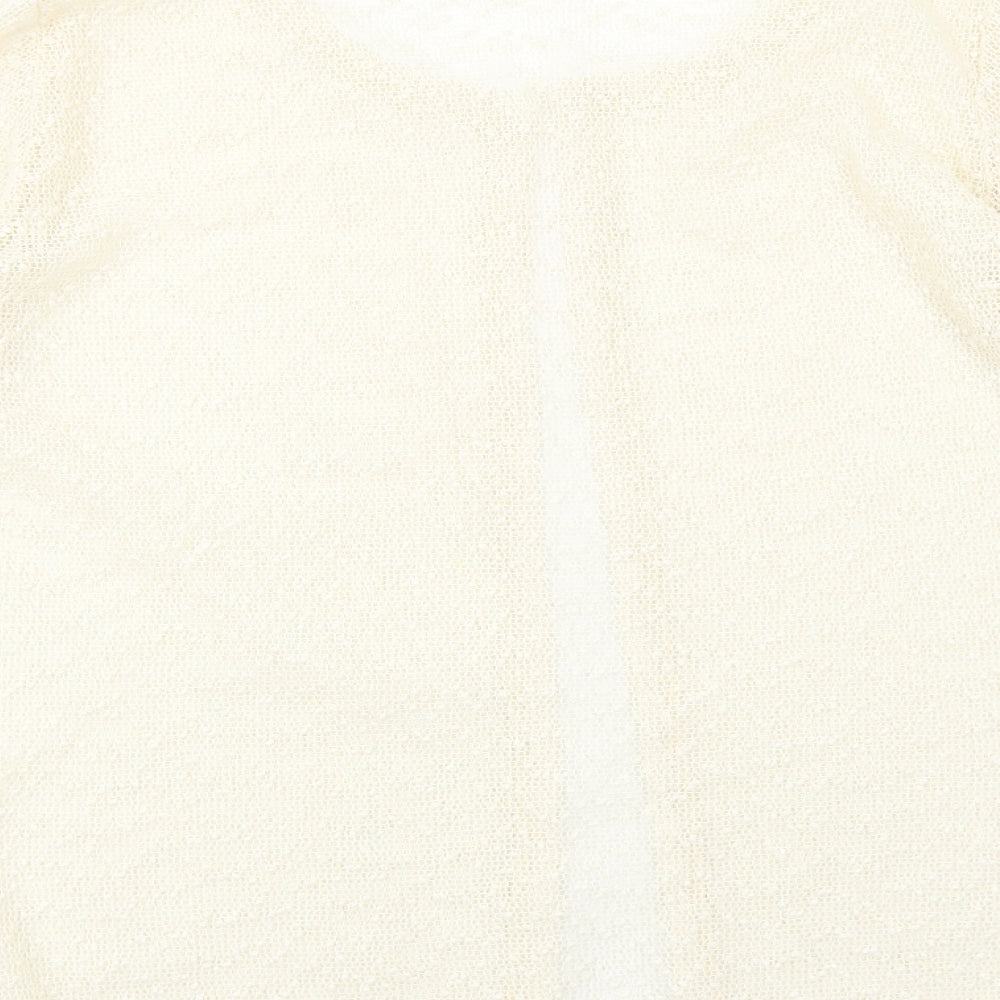 Michele Hope Womens Ivory Scoop Neck Polyester Cardigan Jumper Size 14 - Hook and Eye Closure