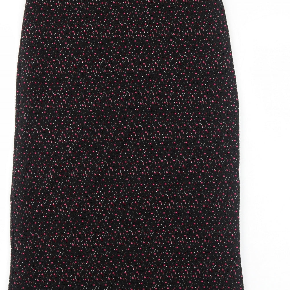 Preworn Womens Black Geometric Polyester A-Line Skirt Size 10