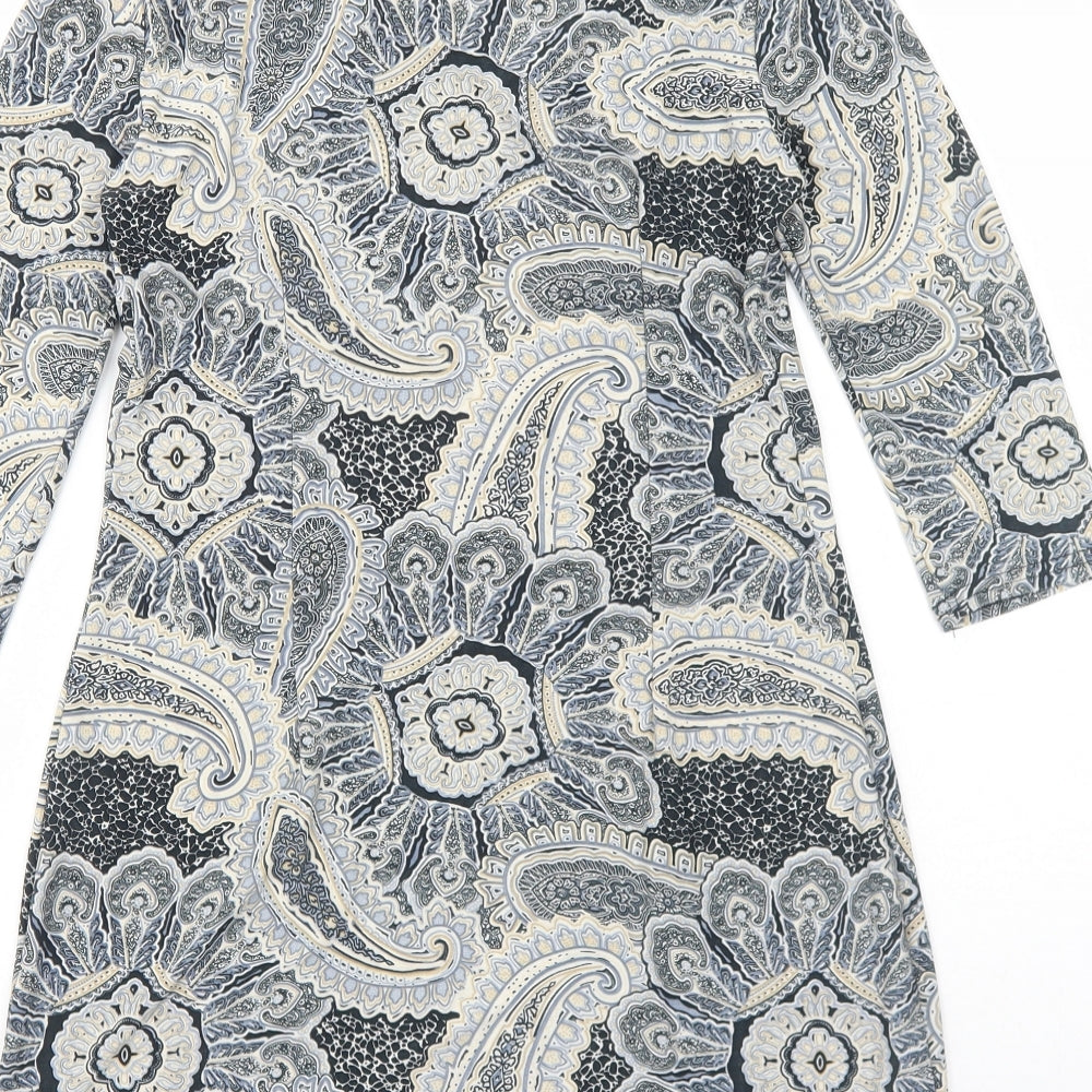 Atmosphere Womens Grey Geometric Polyester A-Line Size 10 Round Neck Pullover