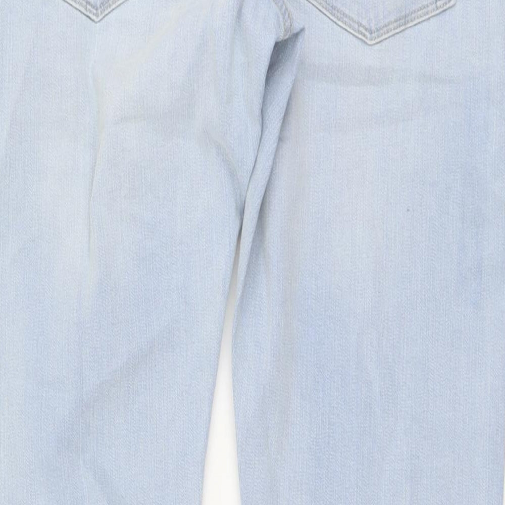 Marks & Spencer Mens Blue Cotton Skinny Jeans Size 32 in L31 in Regular Button
