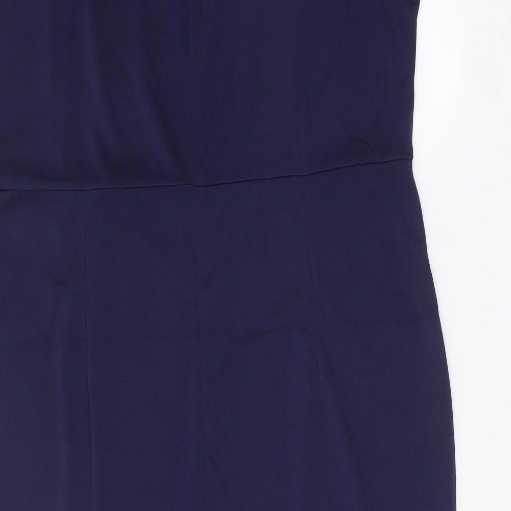 Preworn Womens Blue Polyester A-Line One Size Round Neck Zip