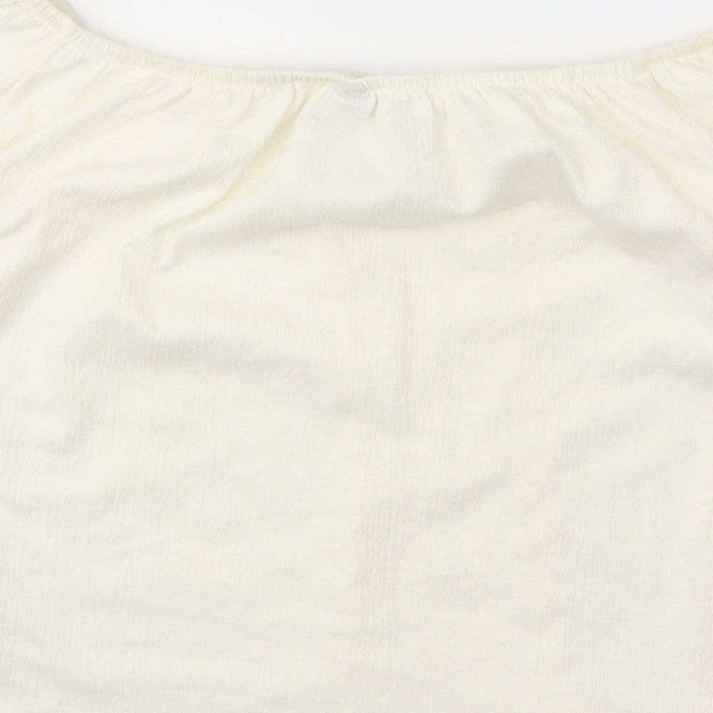 Divided Womens Ivory Polyester Basic Blouse Size M Off the Shoulder