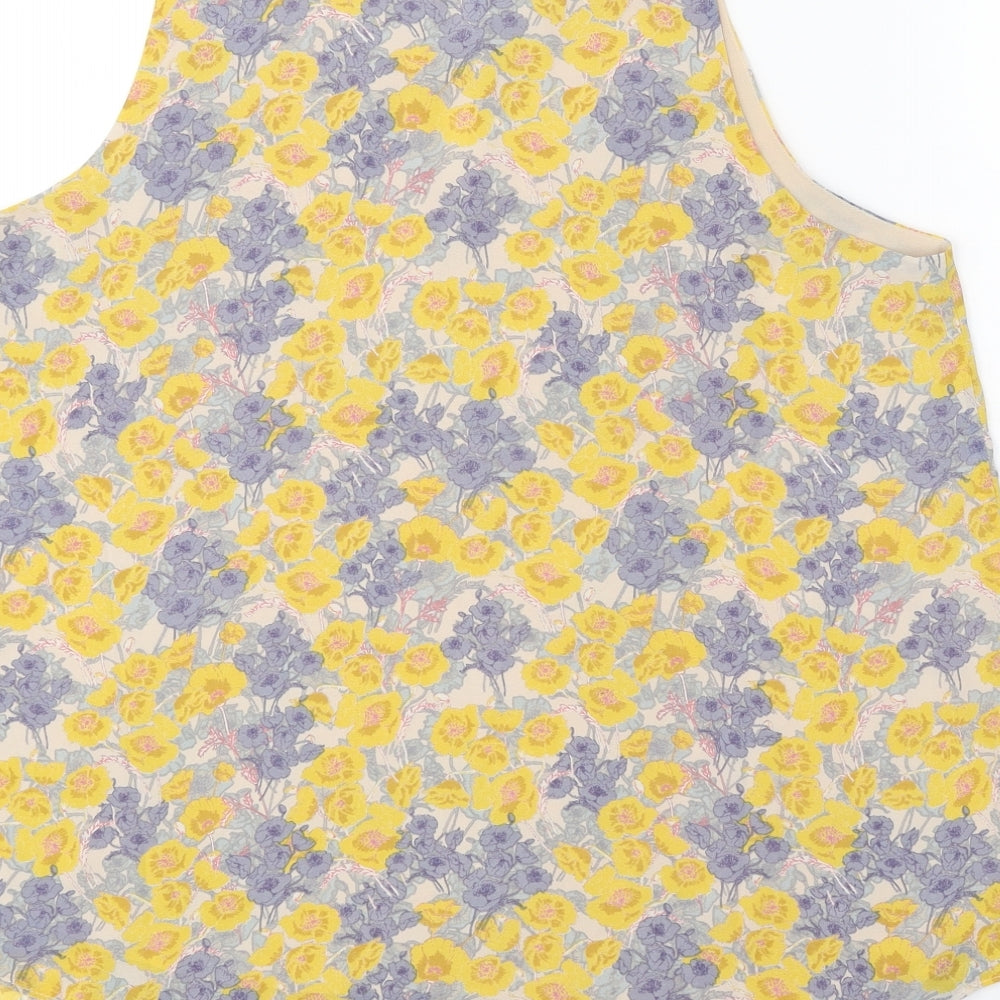Rose + Olive Womens Yellow Geometric Polyester Basic Tank Size M V-Neck