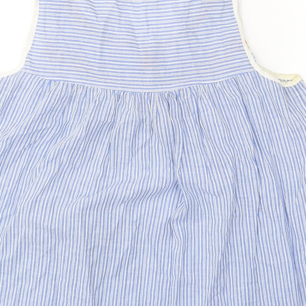 V Code Womens Blue Striped 100% Cotton Basic Tank Size S Scoop Neck