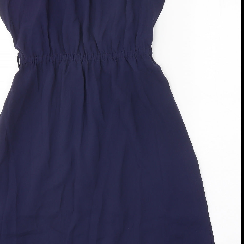 H&M Womens Blue Polyester Fit & Flare Size S Round Neck Pullover