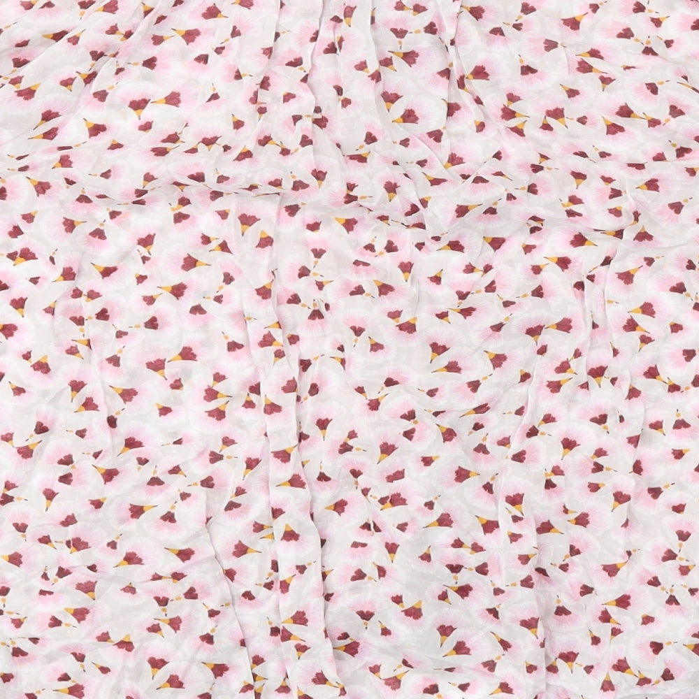 H&M Womens Pink Floral Lyocell Basic Button-Up Size 6 Round Neck