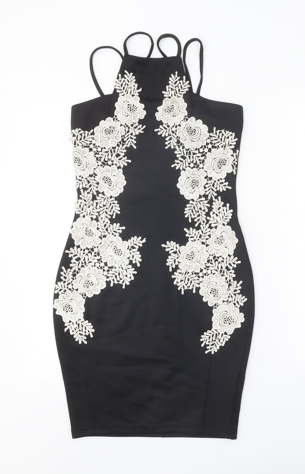ax paris floral bodycon dress Black and White Floral Print Mesh Long Sleeve Bodycon Midi Dress