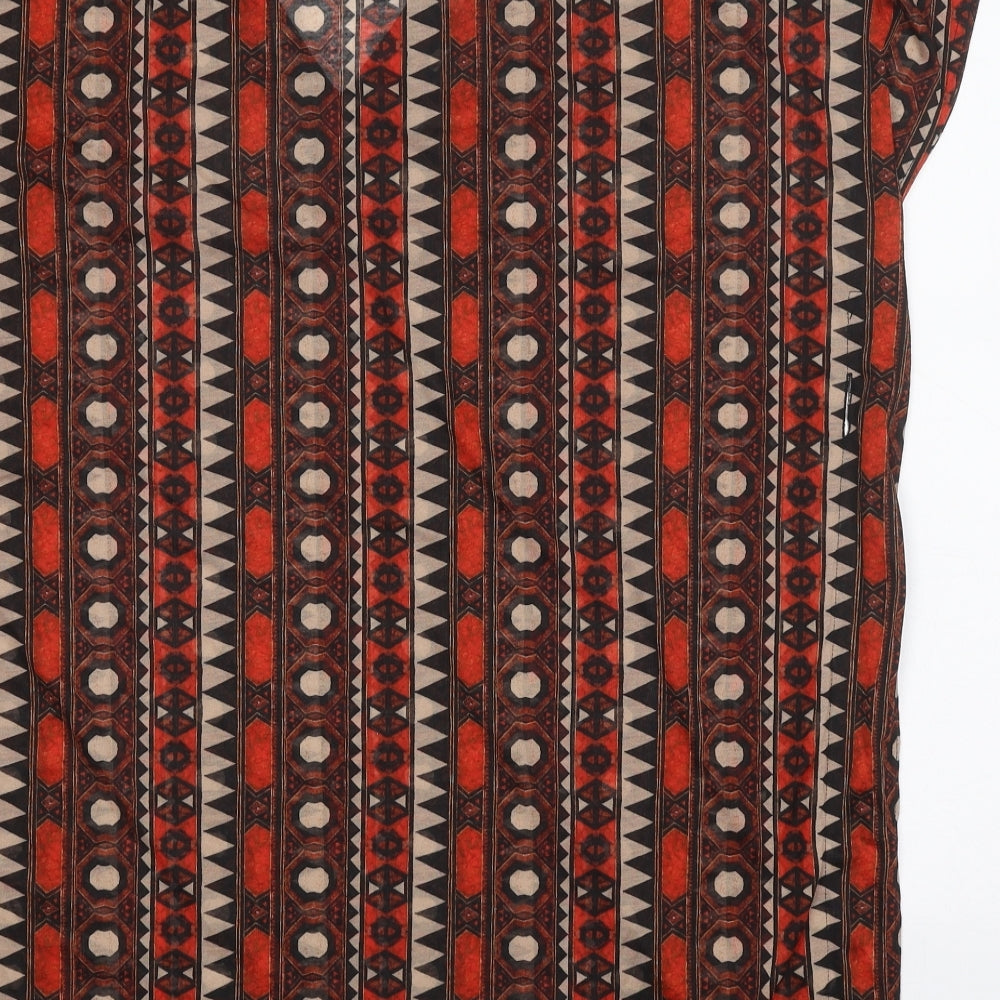 H&M Womens Brown Geometric Polyester Shift Size M V-Neck Pullover