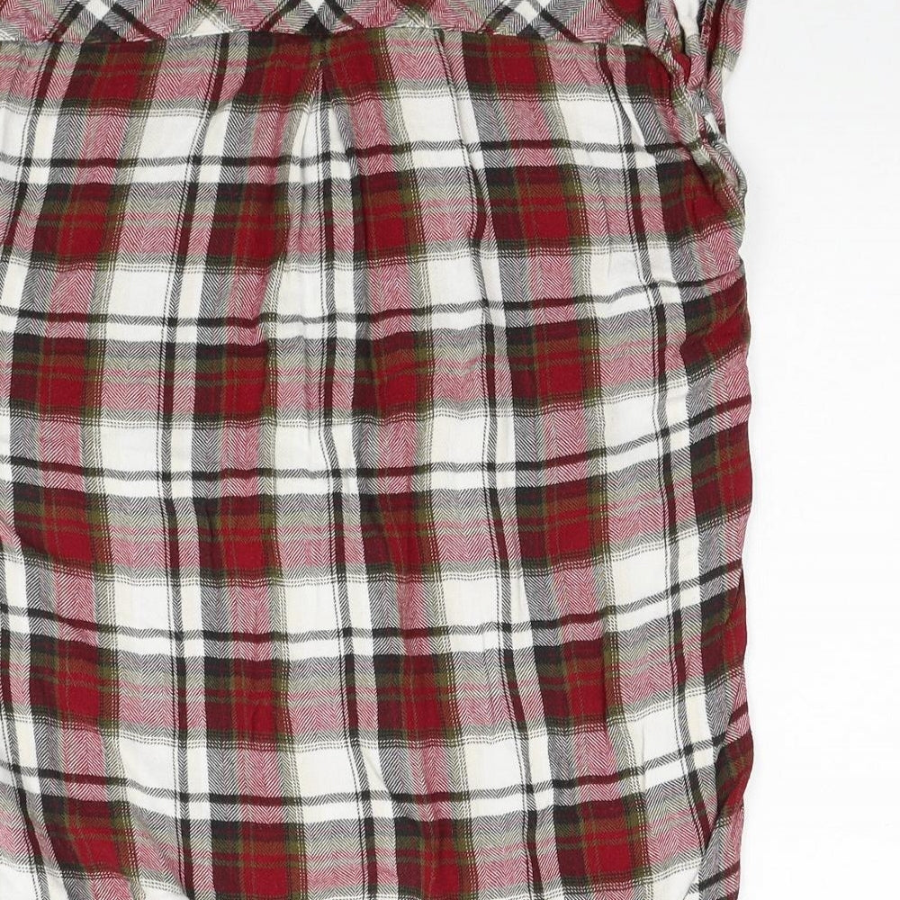 NEXT Womens Red Plaid Viscose Basic Button-Up Size 10 Collared