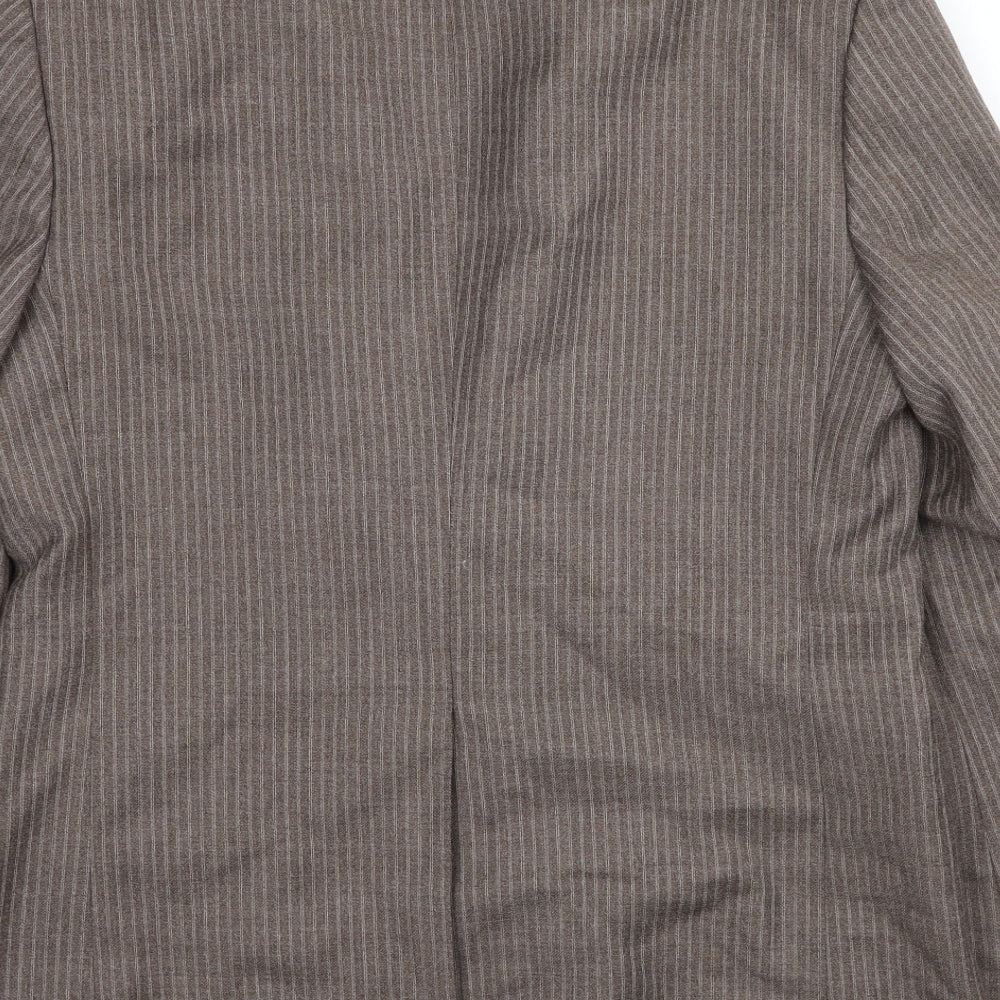 Burton Mens Brown Striped Wool Jacket Blazer Size 36 Regular