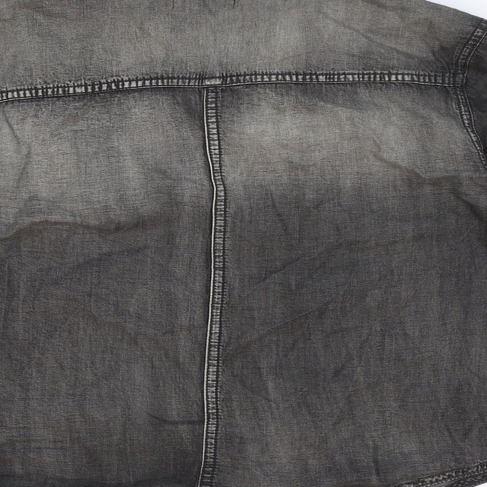 BDG Womens Grey Cotton Basic Button-Up Size S Collared