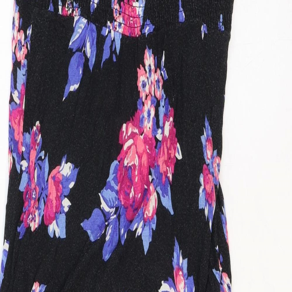 The Collection Womens Black Floral Viscose A-Line Size 10 Sweetheart Pullover