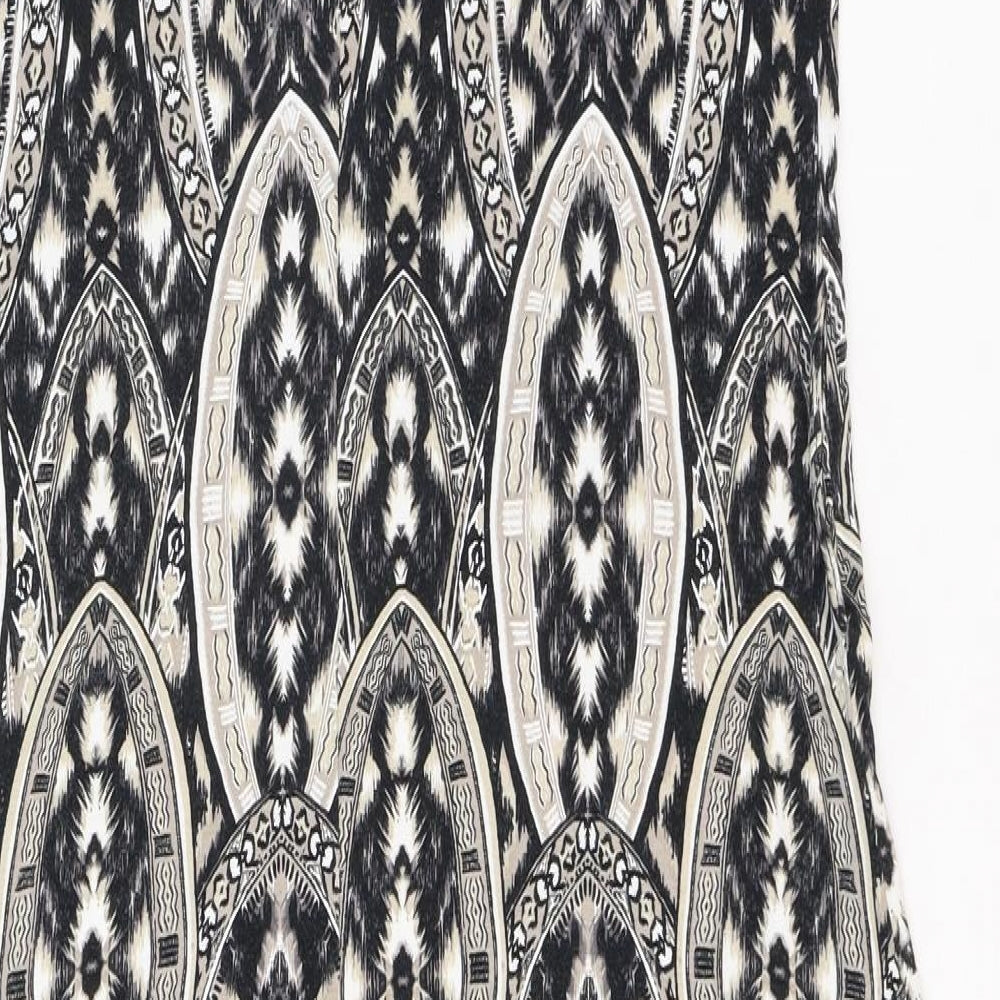 Wallis Womens Black Geometric Polyester A-Line Size M Round Neck Pullover