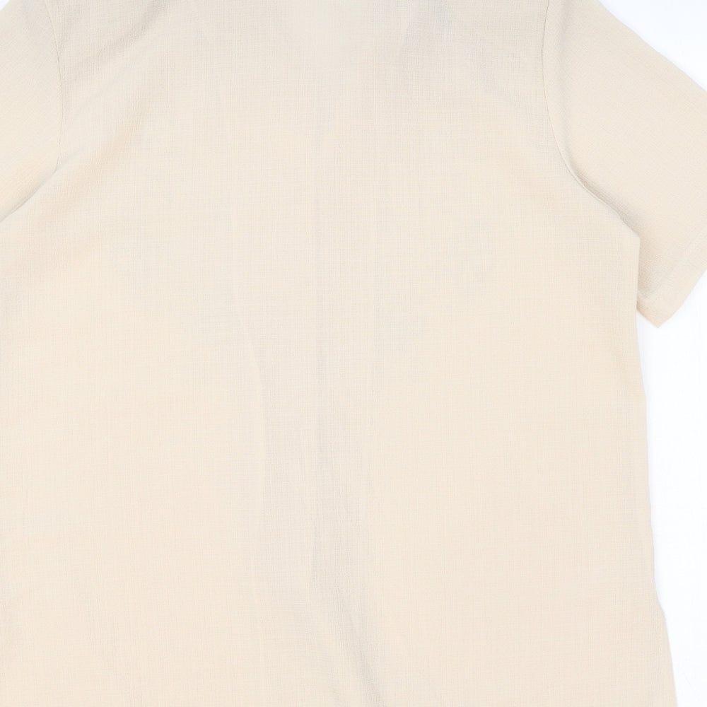 Clothes Contact Womens Ivory Polyester Basic Button-Up Size 12 Collared