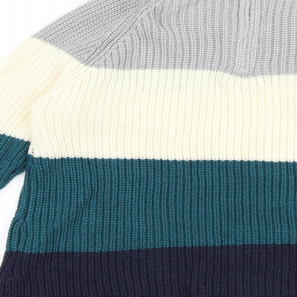 Intuition Womens Multicoloured Scoop Neck Striped Acrylic Pullover Jumper Size 12