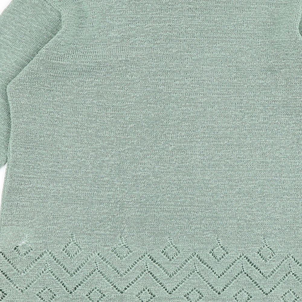 Bonmarché Womens Green Round Neck Polyester Pullover Jumper Size S