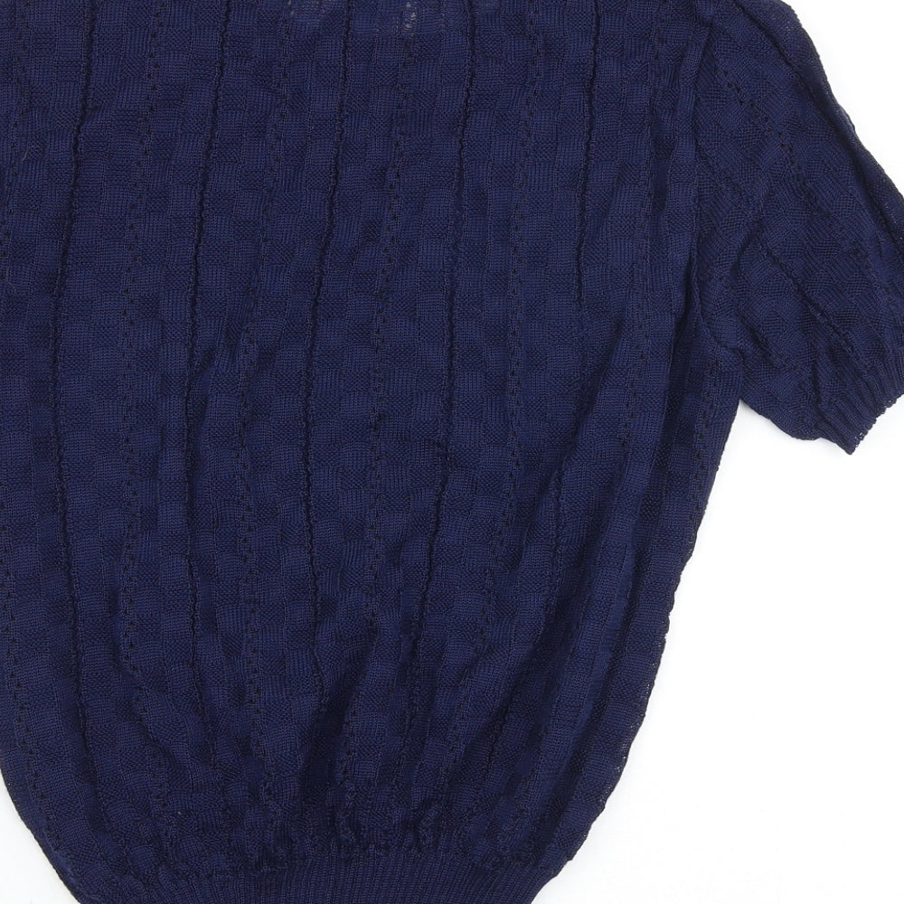 Fashion Extra Womens Blue Round Neck Acrylic Pullover Jumper Size 18