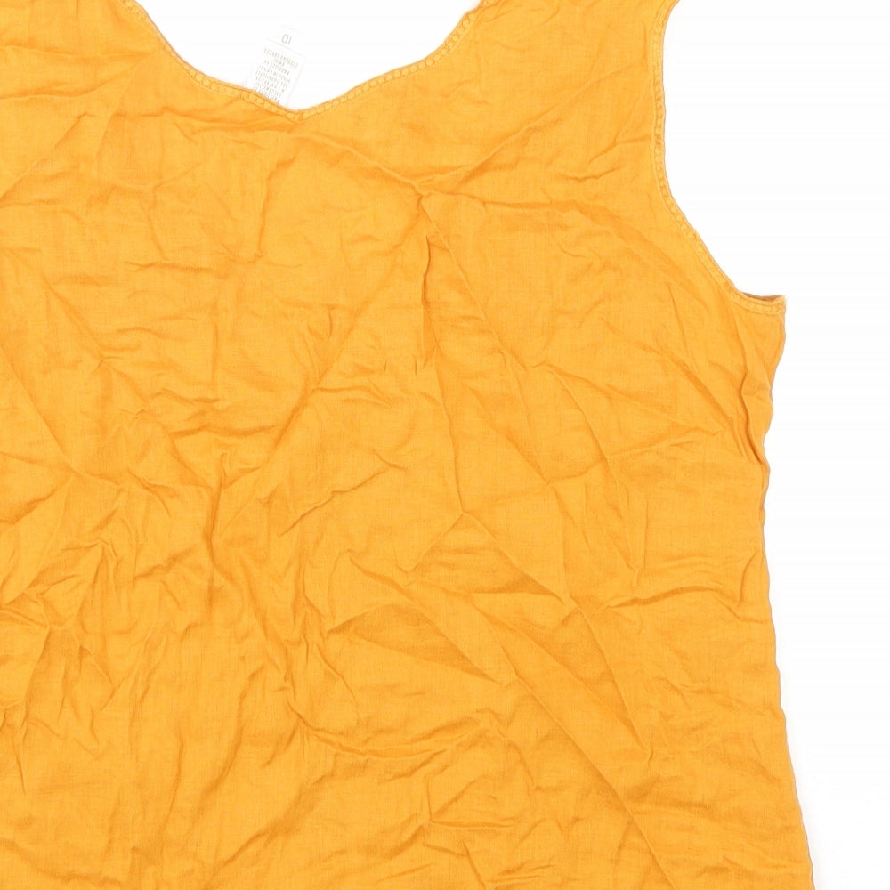 Dana Buchman Womens Yellow Linen Basic Tank Size 10 V-Neck