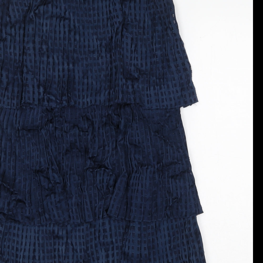 VILA Womens Blue Geometric Viscose Shift Size XS Round Neck Pullover