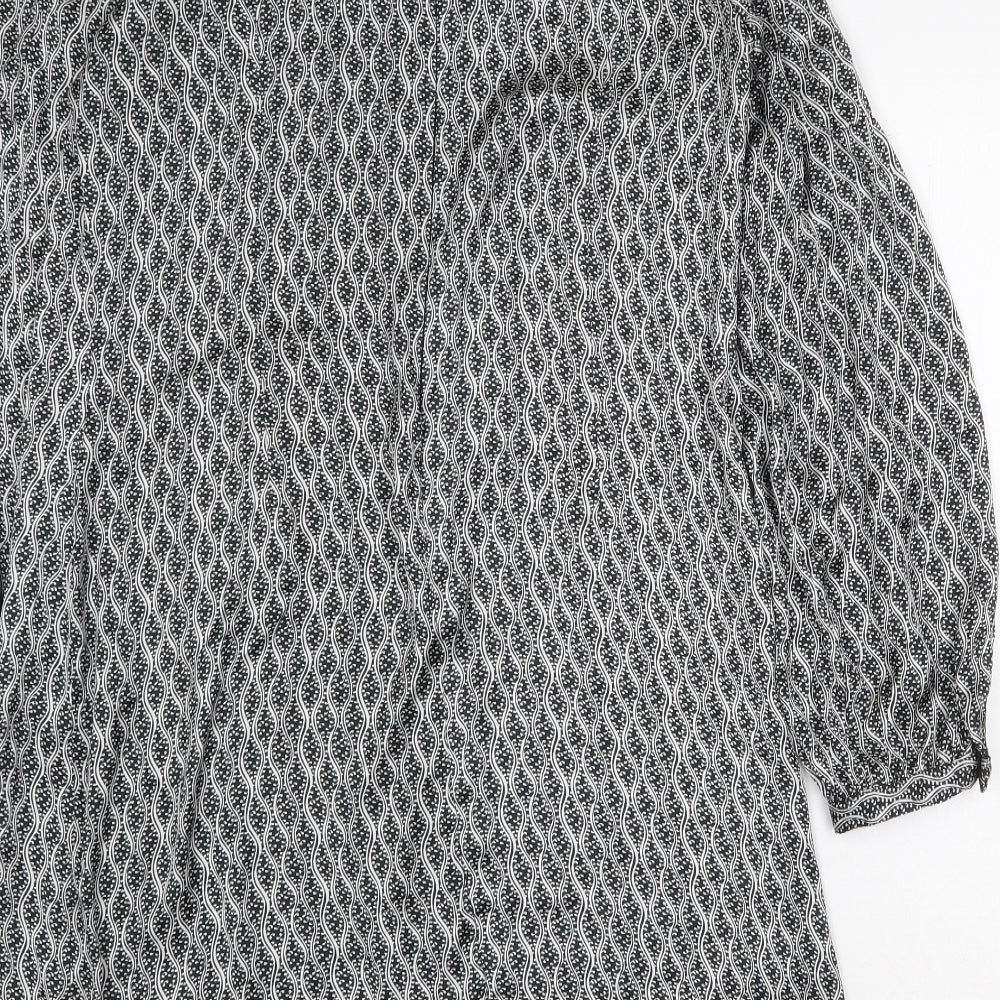 Wallis Womens Grey Geometric Polyester Shift Size 14 Scoop Neck Zip