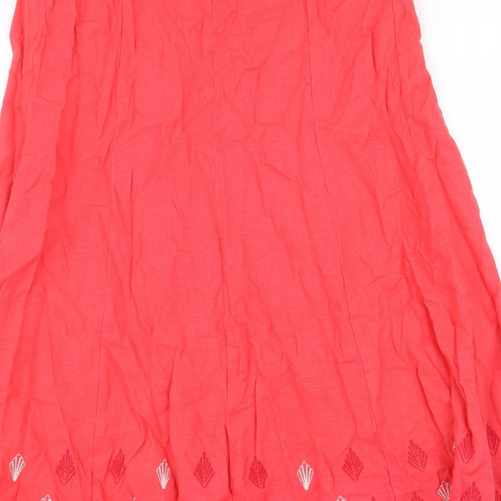 Marks & Spencer Womens Red Geometric Polyester Swing Skirt Size 32 in