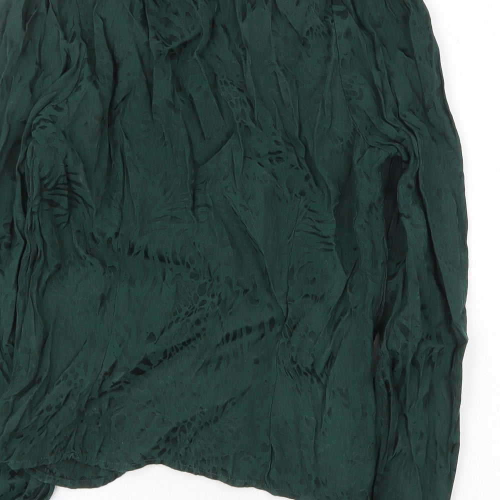 H&M Womens Green Geometric Viscose Basic Blouse Size 6 V-Neck