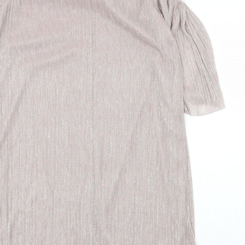 Xara Womens Pink Polyester A-Line Size 14 Round Neck Button - Cold Shoulder