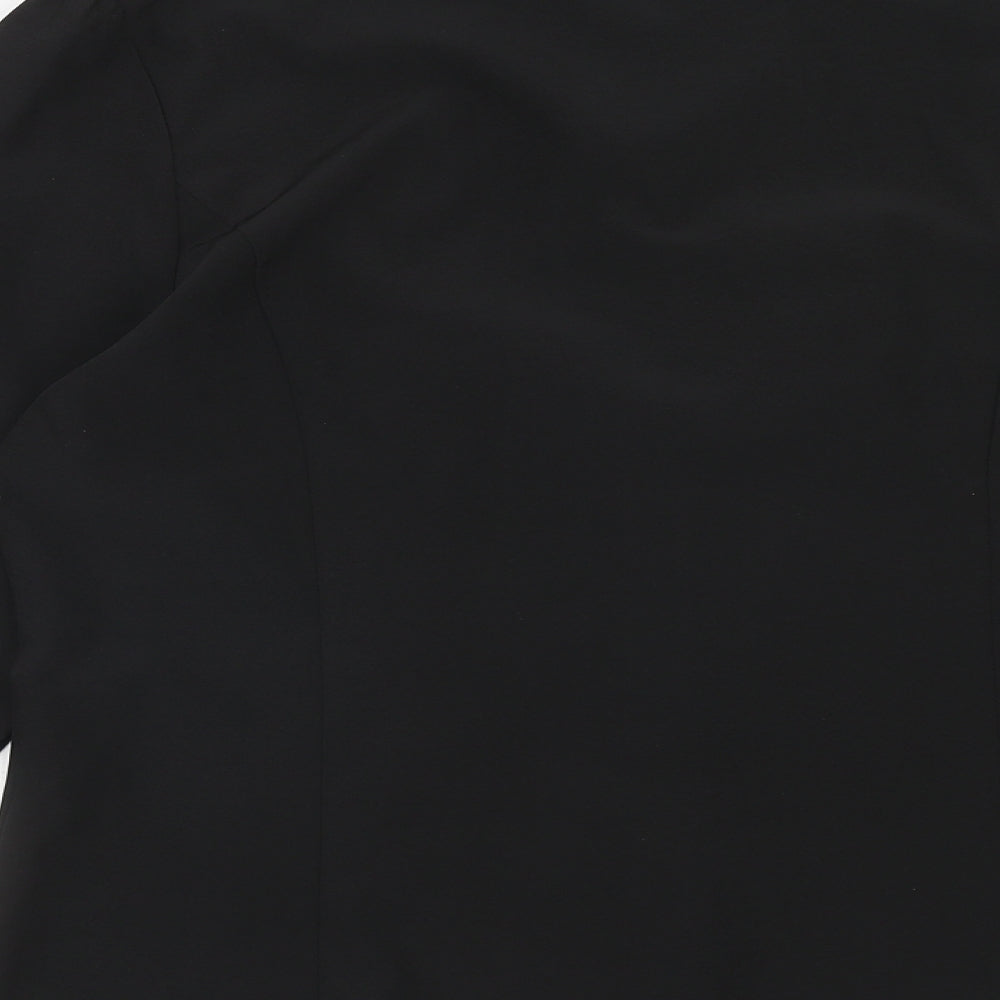 Preworn Womens Black Polyester Basic Button-Up Size L Collared
