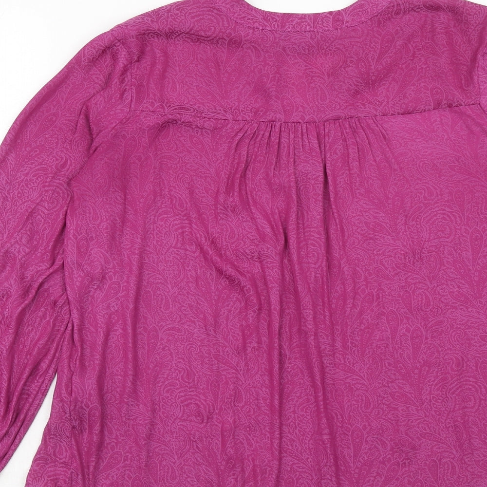 NEXT Womens Purple Paisley Polyester Basic Blouse Size 10 Round Neck