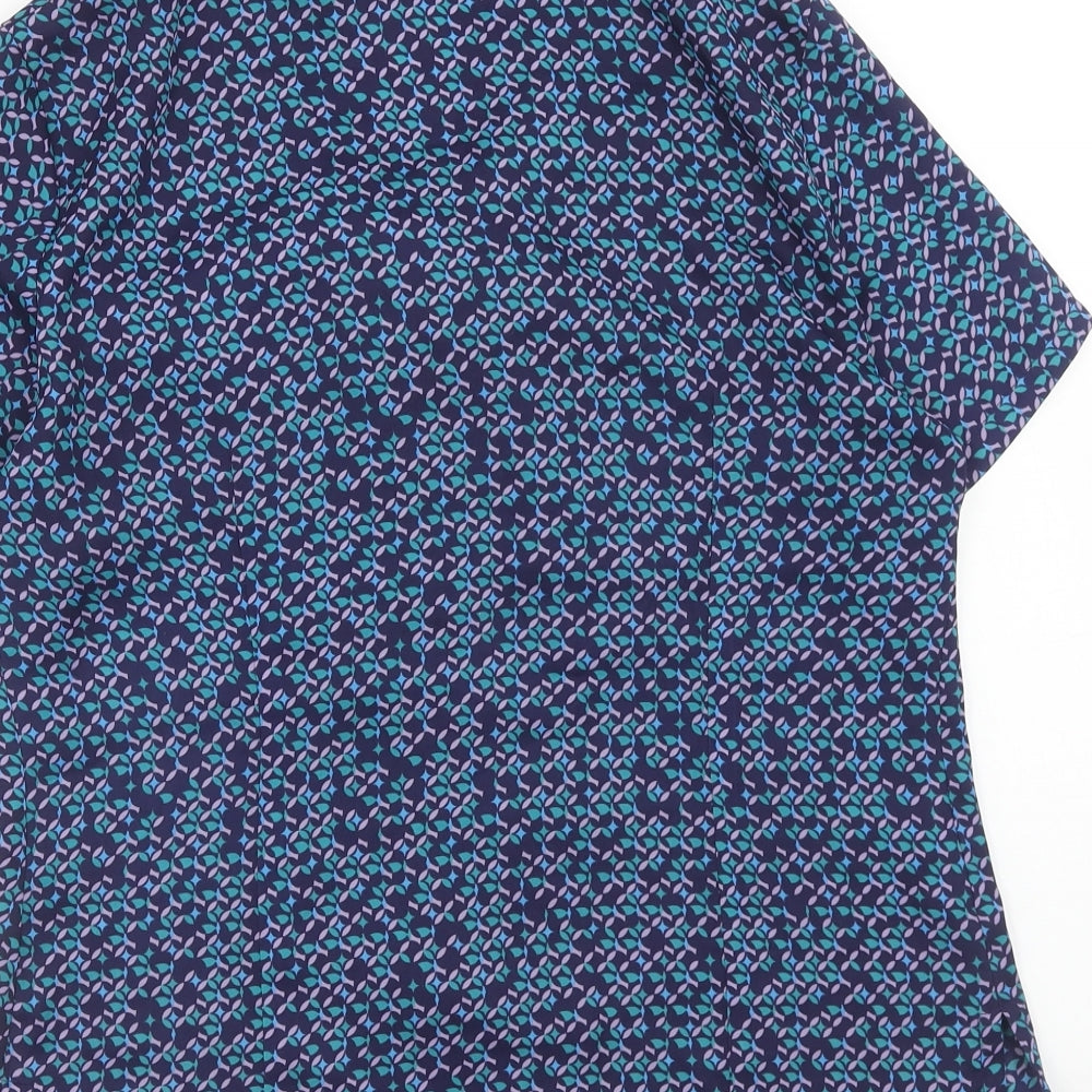 Simon jersey Womens Purple Geometric Polyester Basic Blouse Size 10 V-Neck