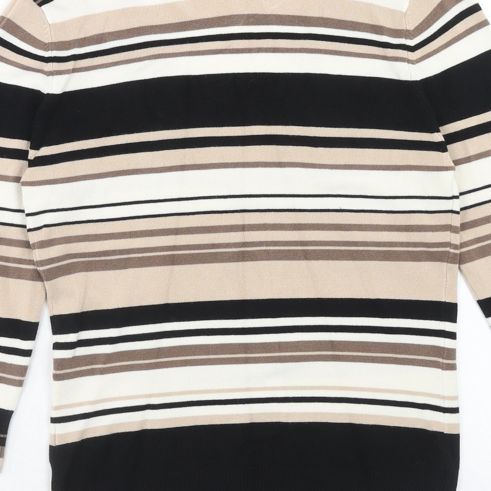 Zona Womens Multicoloured V-Neck Striped Viscose Pullover Jumper Size 10