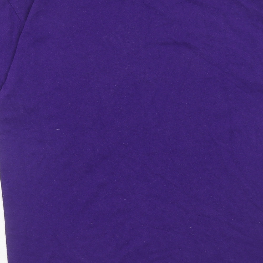 Gildan Womens Purple Cotton Basic T-Shirt Size M Round Neck