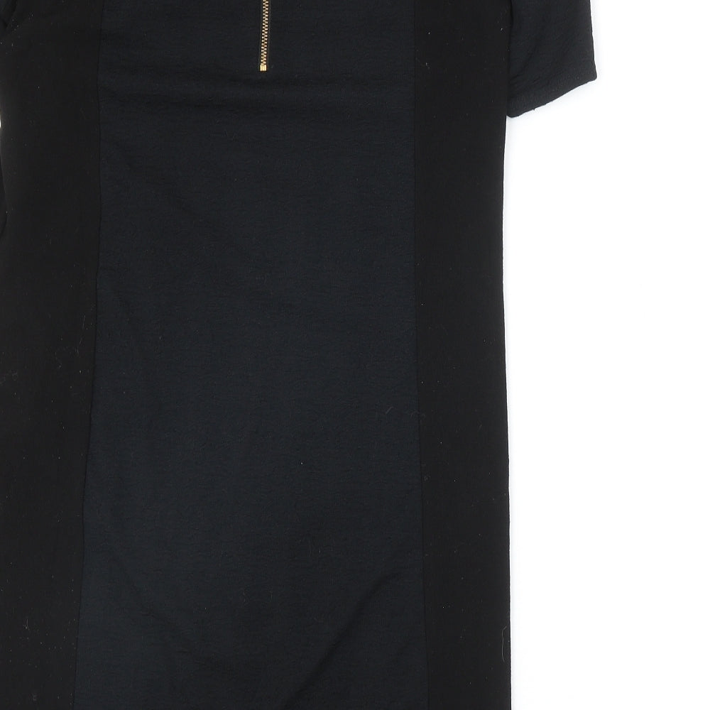 Warehouse Womens Black Polyester A-Line Size 10 Round Neck Zip