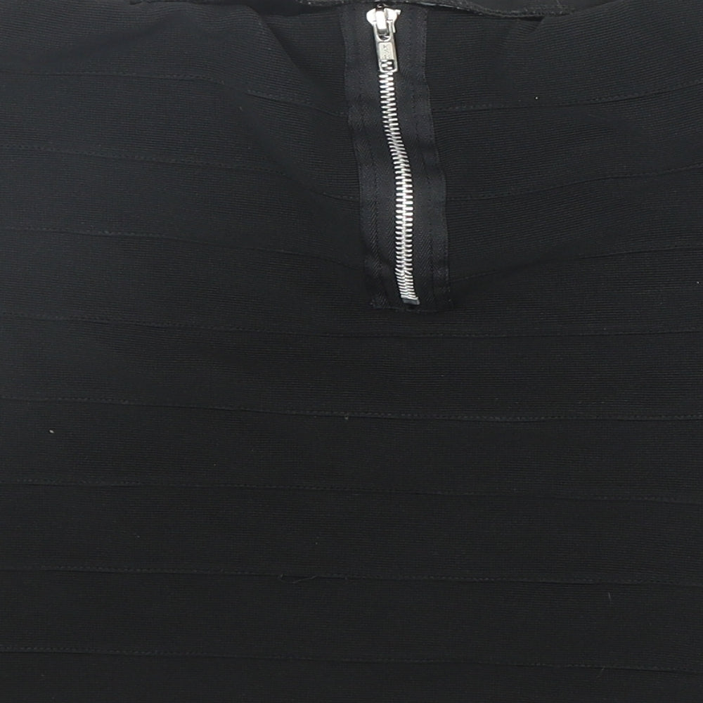 Therapy Womens Black Polyester Bandage Skirt Size 8 Zip