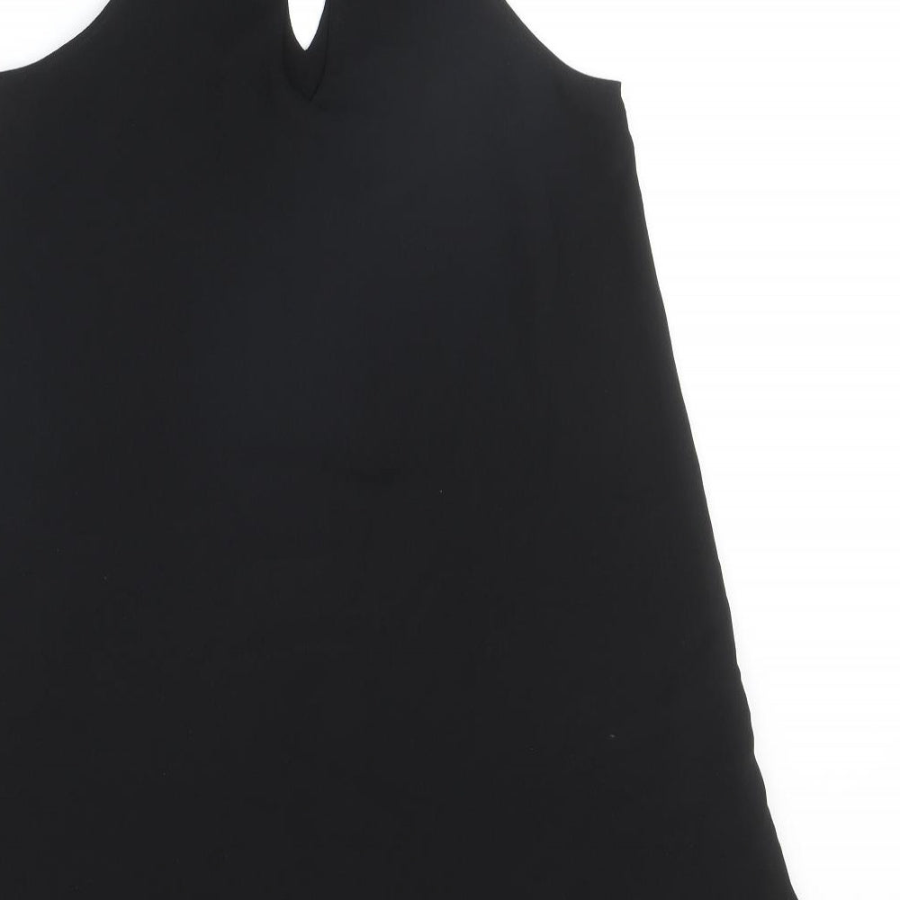 Only Womens Black Polyester Trapeze & Swing Size 10 Round Neck Button