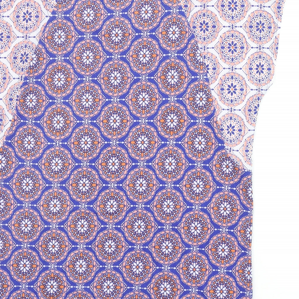 Marks & Spencer Womens Purple Geometric Polyester Basic Blouse Size 10 Round Neck
