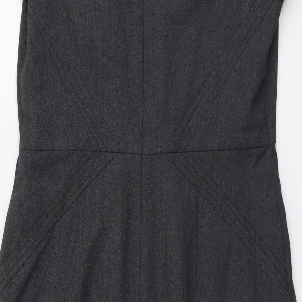 Marks & Spencer Womens Grey Polyester A-Line Size 12 V-Neck Zip