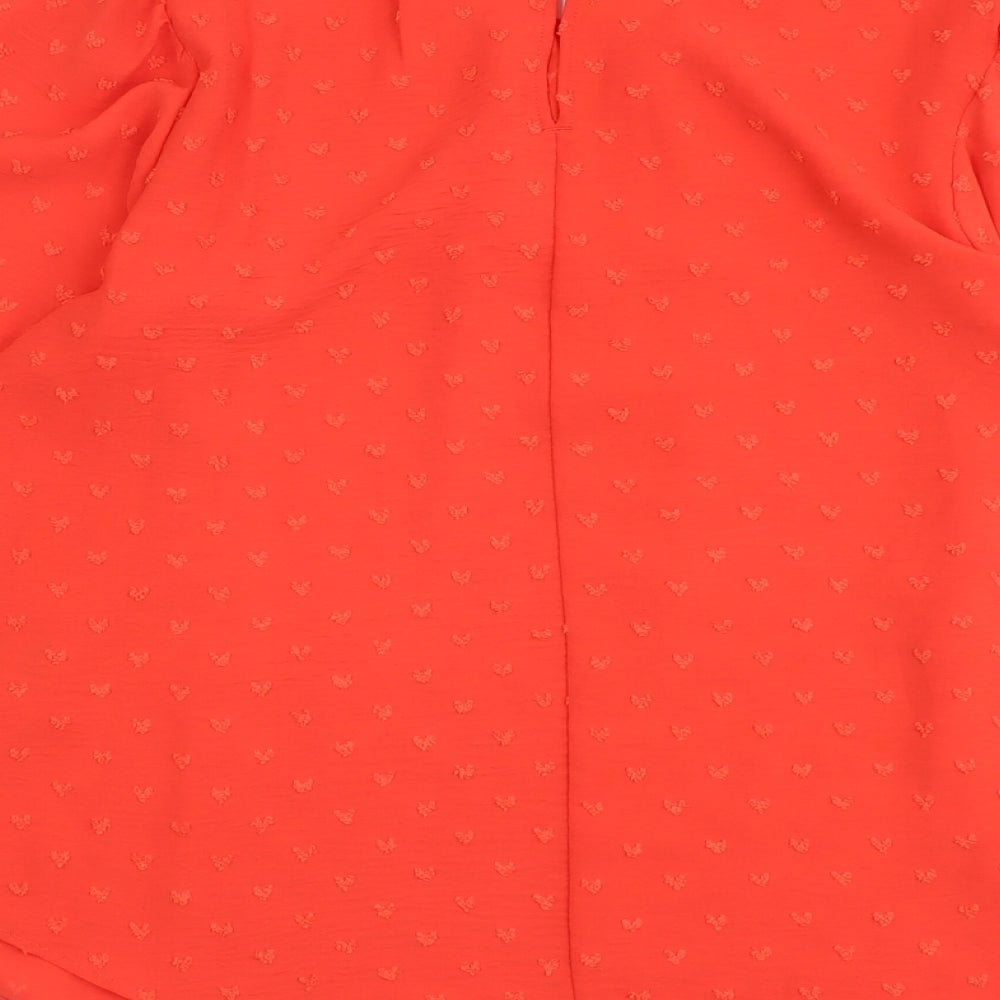 Marks & Spencer Womens Orange Geometric Polyester Basic Blouse Size 10 Scoop Neck - Hearts