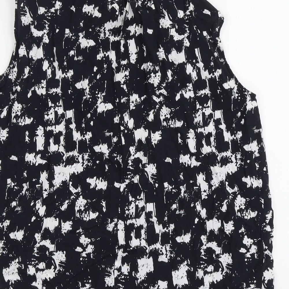 Uniqlo Womens Black Geometric Viscose Basic Tank Size XS Round Neck