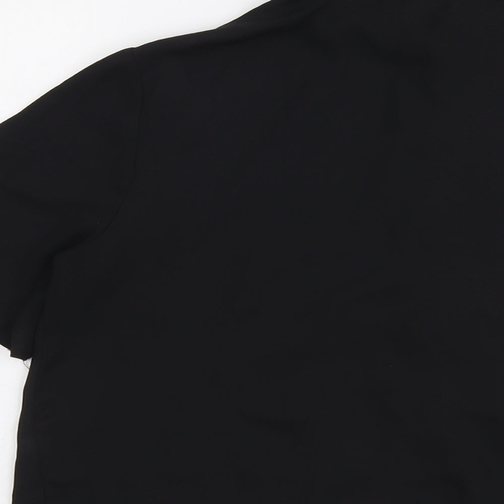 ASOS Womens Black Polyester Basic Button-Up Size 10 Collared