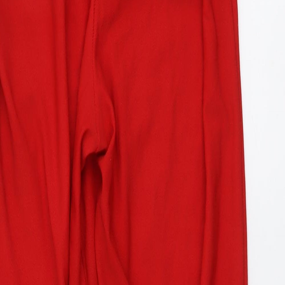 Boohoo Womens Red Polyester Cropped Trousers Size 14 L24 in Regular