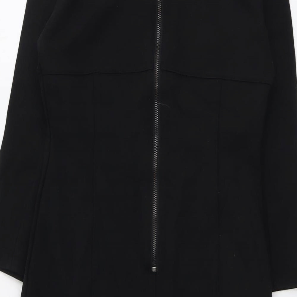 Komufond Womens Black Polyester A-Line Size M Round Neck Zip