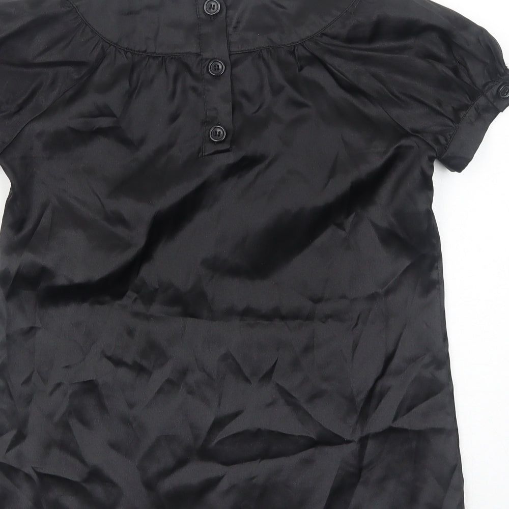 CQ Womens Black Polyester Basic T-Shirt Size S Scoop Neck
