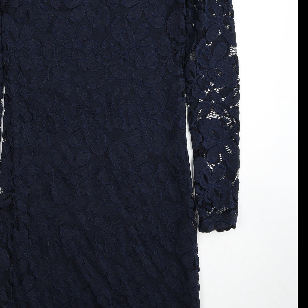 Divided by H&M Womens Blue Polyamide Pencil Dress Size 10 Off the Shoulder Pullover