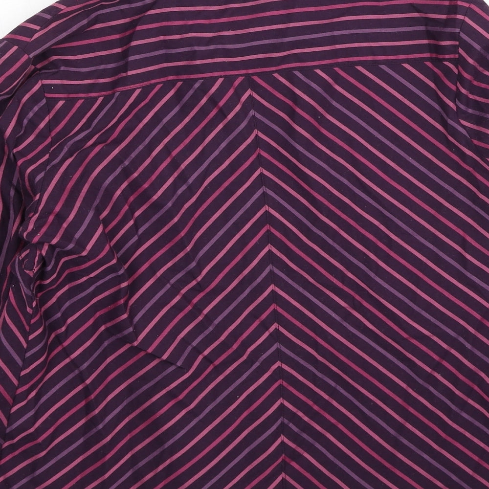 Preworn Womens Purple Geometric Polyester Basic Button-Up Size 12 Collared