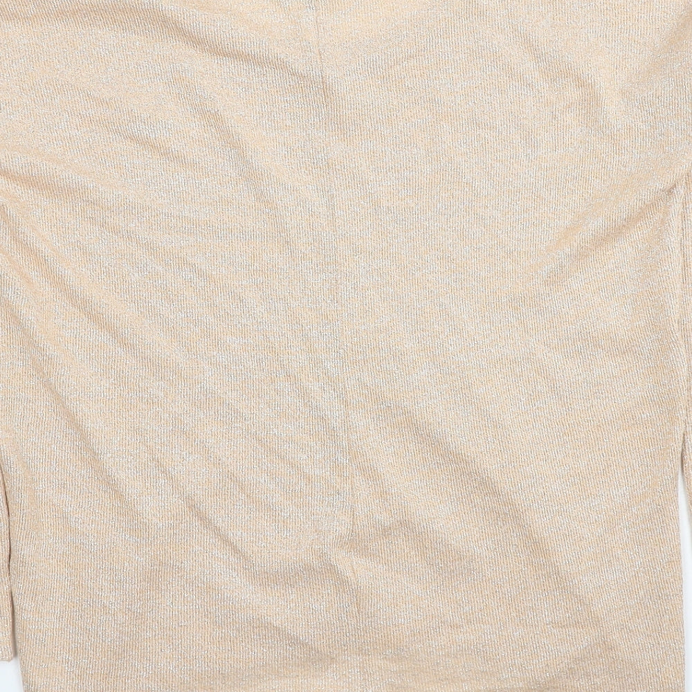Topshop Womens Beige Scoop Neck Polyester Pullover Jumper Size 8