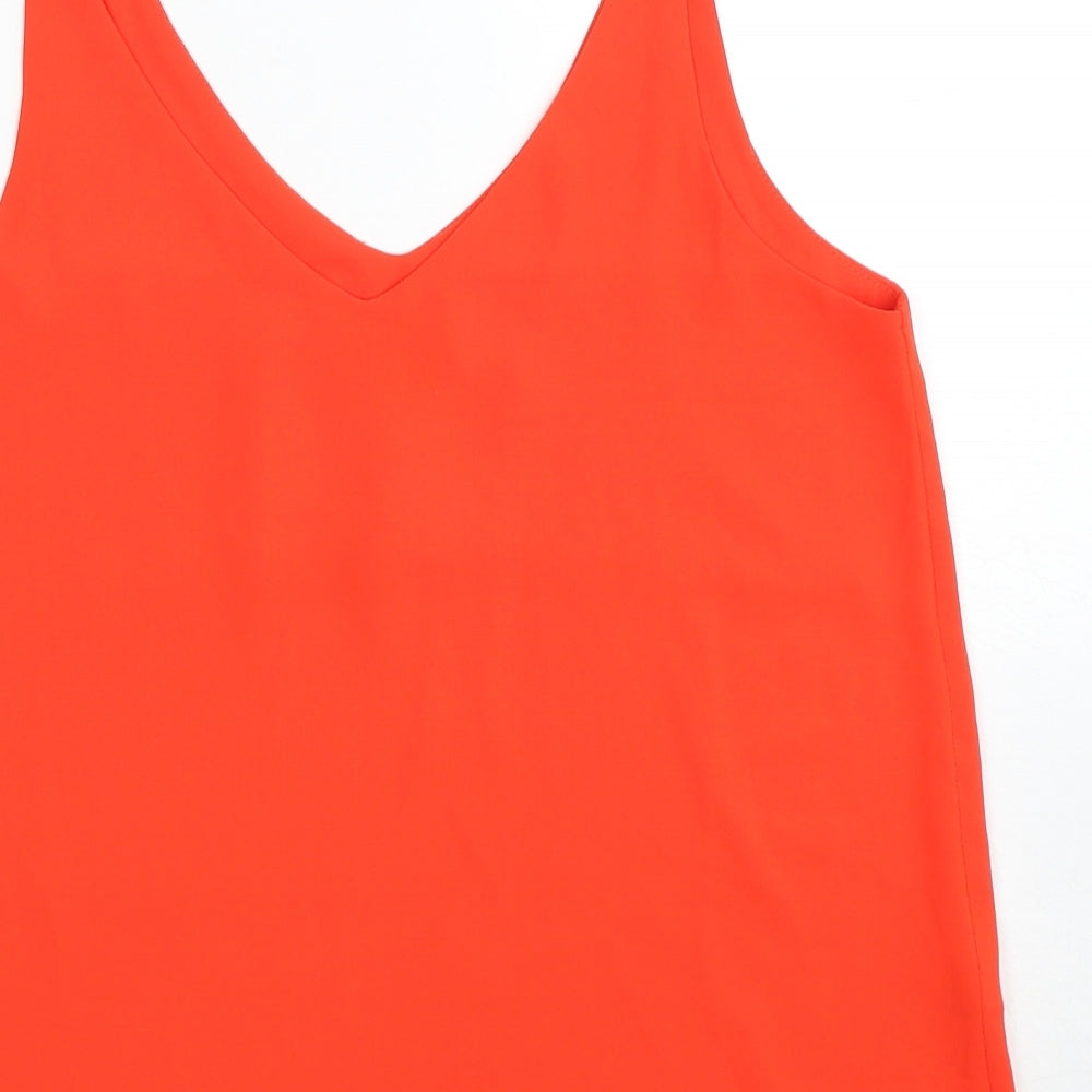 Topshop Womens Red Polyester Basic Tank Size 10 V-Neck