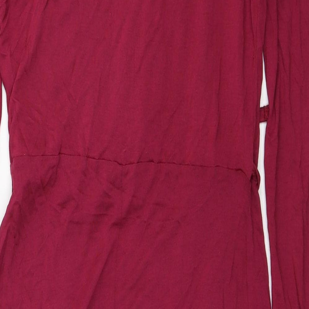 F&F Womens Red Viscose A-Line Size 8 V-Neck Pullover