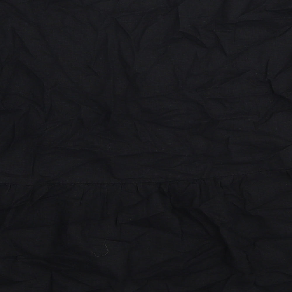 Marks & Spencer Womens Black Linen Basic Blouse Size 8 V-Neck