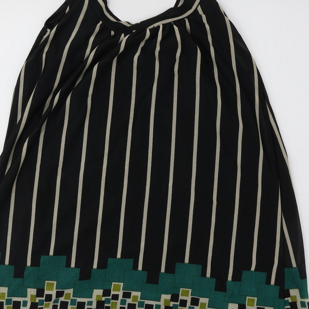 Mina UK Womens Black Geometric Polyester Basic Tank One Size Round Neck